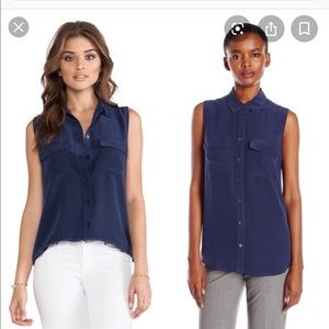 EQUIPMENT Navy Blue Button Up Blouse